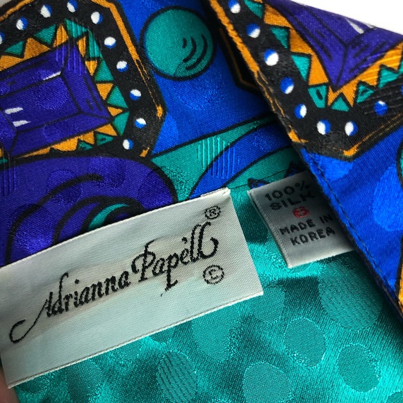 Vintage 100% Silk Blouse Adrianna Papell Size 6 - Picture 2 of 3